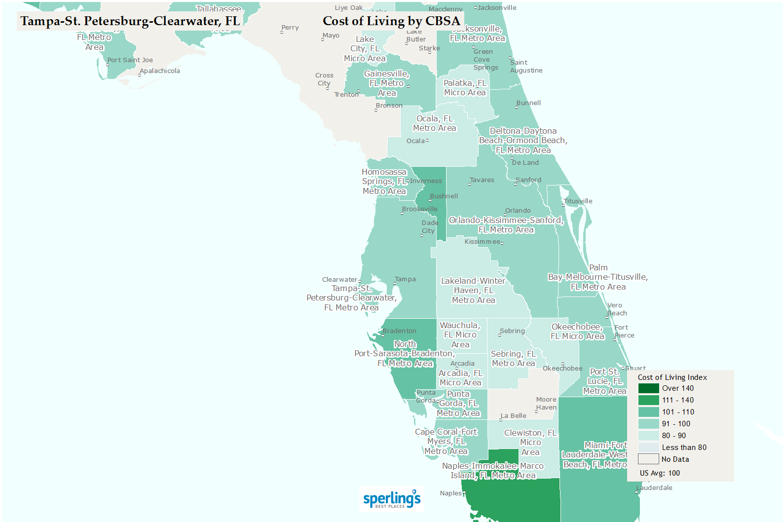 Cost Of Living Map Florida Map of world