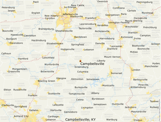 Campbellsville Ky Zip Code Map - United States Map