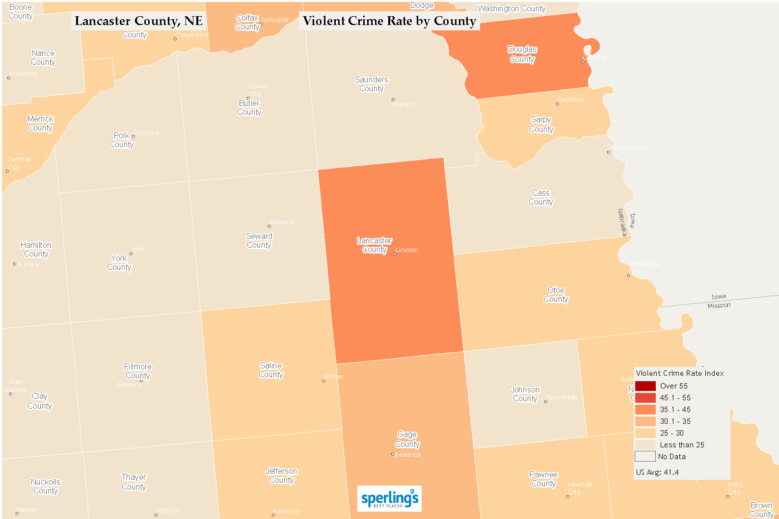 Best Places To Live Compare Cost Of Living Crime Cities Schools   NE Lancaster Violentcrime 