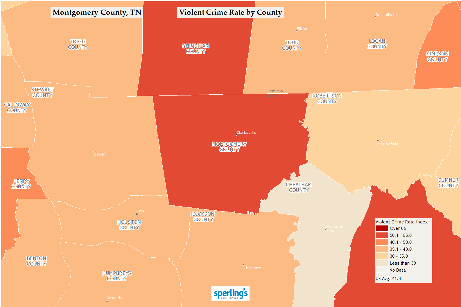 Best Places To Live Compare Cost Of Living Crime Cities Schools   TN Montgomery Violentcrime 