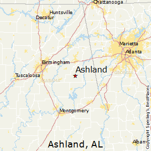 Ashland,Alabama Map