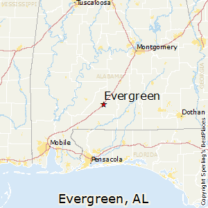 Evergreen,Alabama Map