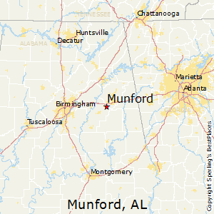 Munford,Alabama Map