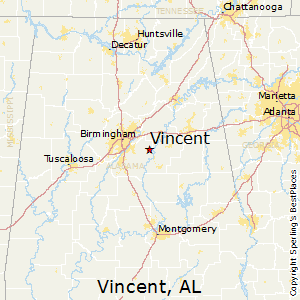 Vincent,Alabama Map