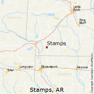 Stamps,Arkansas Map