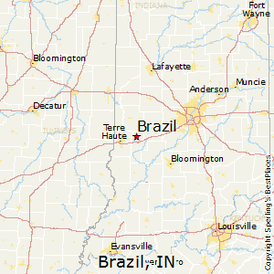 Brazil,Indiana Map