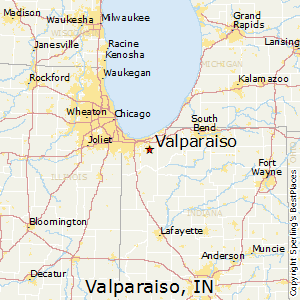 Valparaiso,Indiana Map