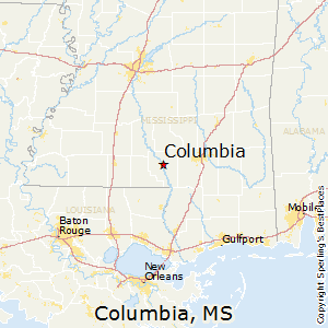 Columbia,Mississippi Map