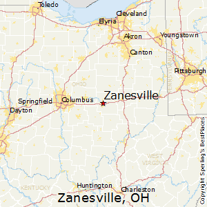 Zanesville,Ohio Map