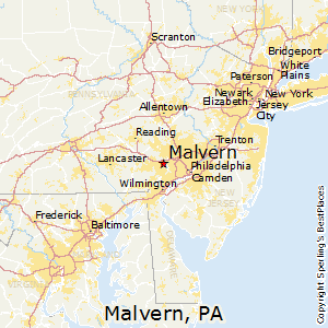 Malvern,Pennsylvania Map