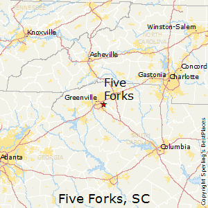 Five_Forks,South Carolina Map