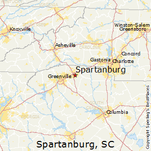 Spartanburg,South Carolina Map