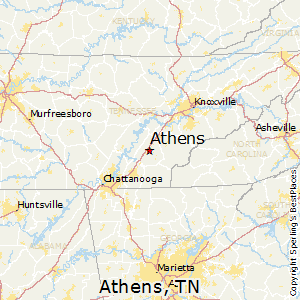 Athens,Tennessee Map