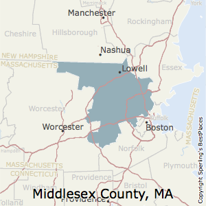 Middlesex,Massachusetts County Map