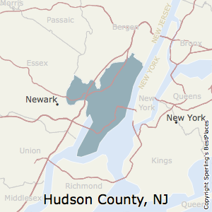 Hudson,New Jersey County Map