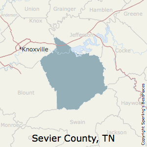 Sevier,Tennessee County Map