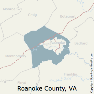 Roanoke,Virginia County Map