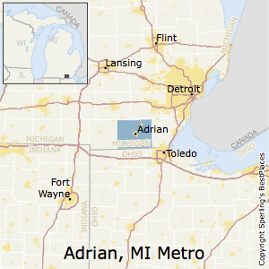 Adrian,Michigan Metro Area Map