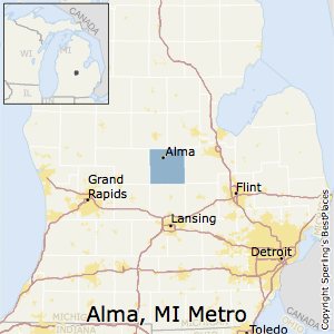 Alma,Michigan Metro Area Map