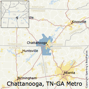 Chattanooga,Tennessee Metro Area Map