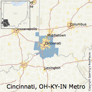 Cincinnati,Ohio Metro Area Map