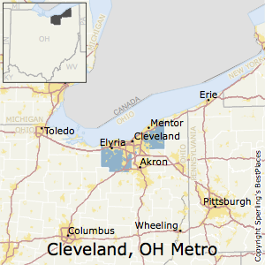 Cleveland-Elyria,Ohio Metro Area Map