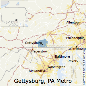 Gettysburg,Pennsylvania Metro Area Map
