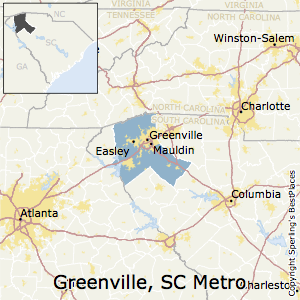 Greenville-Anderson-Mauldin,South Carolina Metro Area Map
