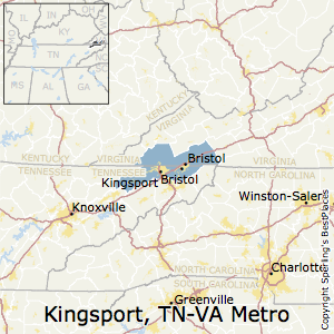 Kingsport-Bristol-Bristol,Tennessee Metro Area Map