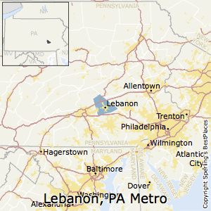 Lebanon,Pennsylvania Metro Area Map