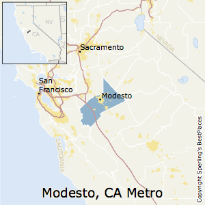 Modesto,California Metro Area Map