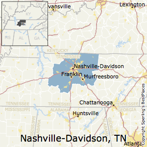 Nashville-Davidson--Murfreesboro--Franklin,Tennessee Metro Area Map