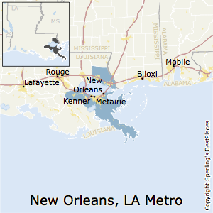 New_Orleans-Metairie,Louisiana Metro Area Map
