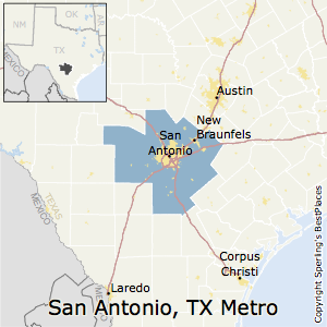 San_Antonio-New_Braunfels,Texas Metro Area Map
