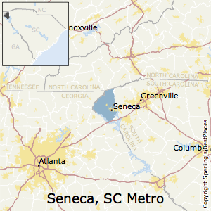 Seneca,South Carolina Metro Area Map