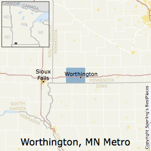 Worthington,Minnesota Metro Area Map