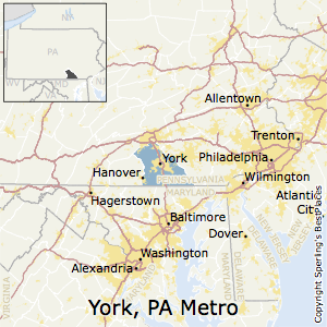 York-Hanover,Pennsylvania Metro Area Map