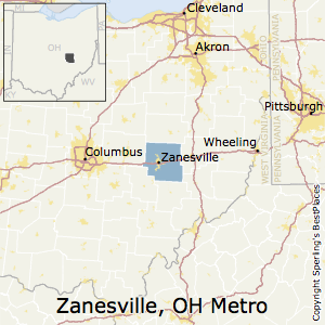 Zanesville,Ohio Metro Area Map
