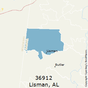 Lisman,Alabama(36912) Zip Code Map