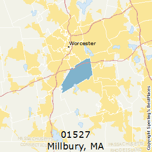 Millbury,Massachusetts County Map