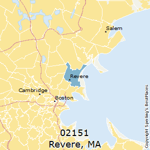 Revere,Massachusetts(02151) Zip Code Map