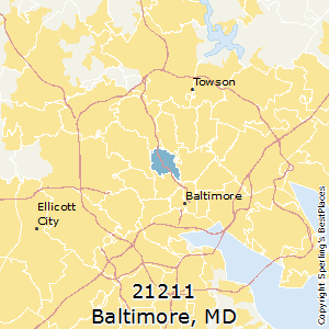 Baltimore,Maryland(21211) Zip Code Map