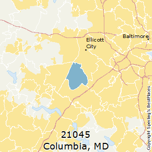 Columbia,Maryland(21045) Zip Code Map