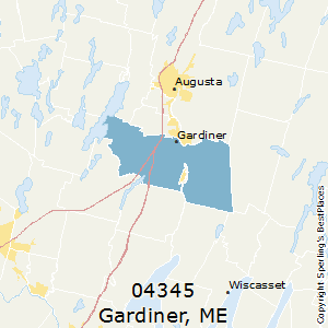 Gardiner,Maine(04345) Zip Code Map