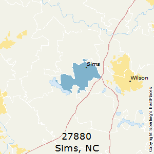 Sims,North Carolina(27880) Zip Code Map