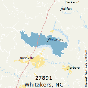Whitakers,North Carolina County Map