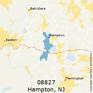 Hampton,New Jersey(08827) Zip Code Map