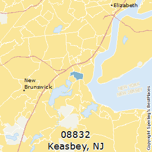 Keasbey,New Jersey(08832) Zip Code Map