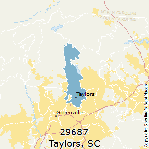 Taylors,South Carolina County Map