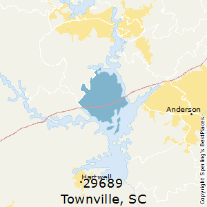 Townville,South Carolina County Map